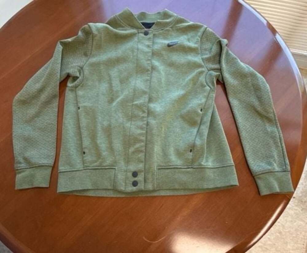 Nike Sportswear Tech Fleece Varsity Bomber Jacket Olive Green Size S